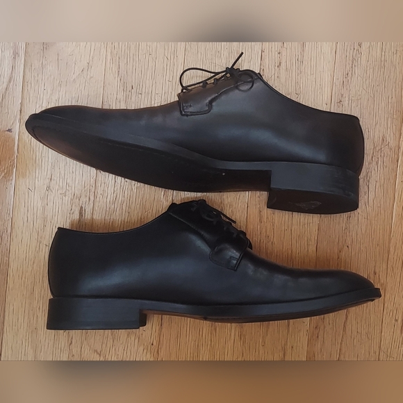 CAMPANILE "DERBY LACCI LISCIO" MEN'S BLACK LEATHER DRESS OXFORDS SIZE 10 ITALY - Picture 6 of 14